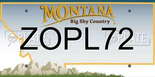ZOPL72 Montana License Plate