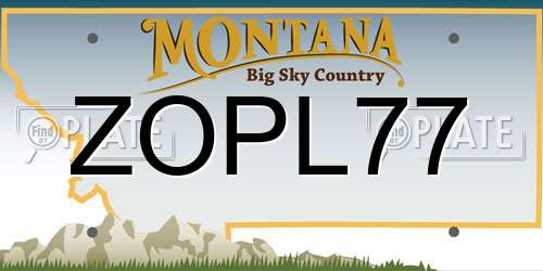 ZOPL77 Montana License Plate