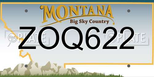 ZOQ622 Montana License Plate