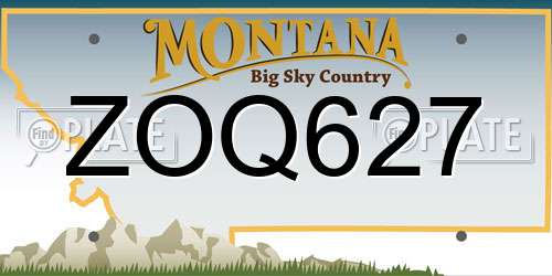 ZOQ627 Montana License Plate