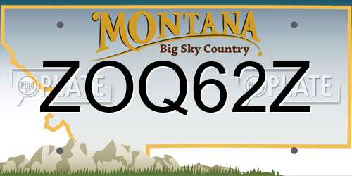 ZOQ62Z Montana License Plate