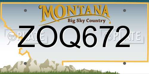 ZOQ672 Montana License Plate