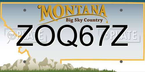 ZOQ67Z Montana License Plate