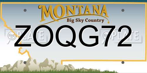 ZOQG72 Montana License Plate