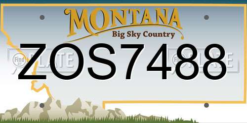 ZOS7488 Montana License Plate