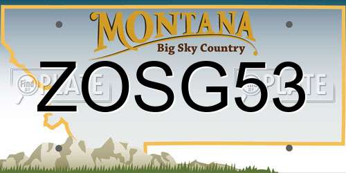 ZOSG53 Montana License Plate