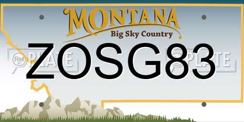 ZOSG83 Montana License Plate