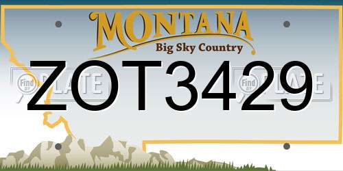 ZOT3429 Montana License Plate
