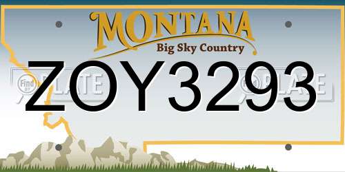 ZOY3293 Montana License Plate