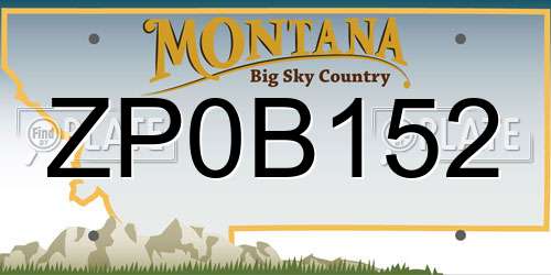 ZP0B152 Montana License Plate