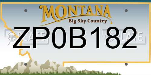 ZP0B182 Montana License Plate