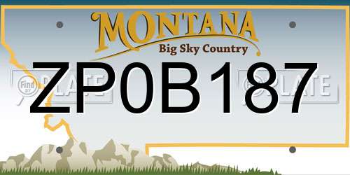 ZP0B187 Montana License Plate