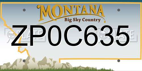 ZP0C635 Montana License Plate