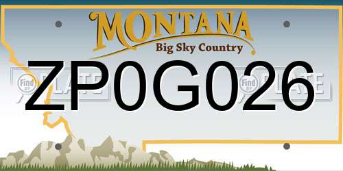 ZP0G026 Montana License Plate