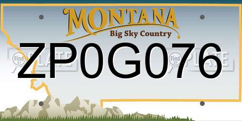 ZP0G076 Montana License Plate