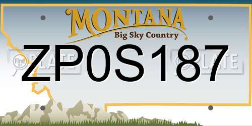 ZP0S187 Montana License Plate
