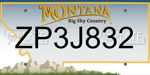 ZP3J832 Montana License Plate