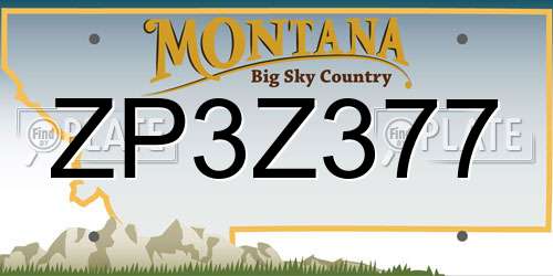 ZP3Z377 Montana License Plate