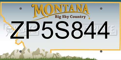 ZP5S844 Montana License Plate