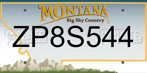 ZP8S544 Montana License Plate