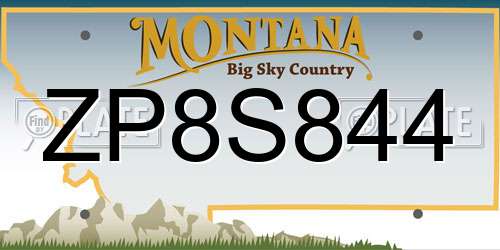 ZP8S844 Montana License Plate