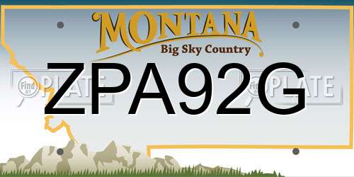 ZPA92G Montana License Plate