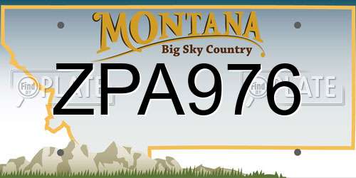 ZPA976 Montana License Plate