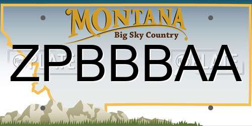 ZPBBBAA Montana License Plate