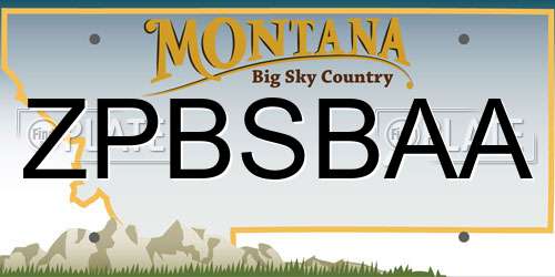 ZPBSBAA Montana License Plate