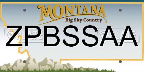 ZPBSSAA Montana License Plate
