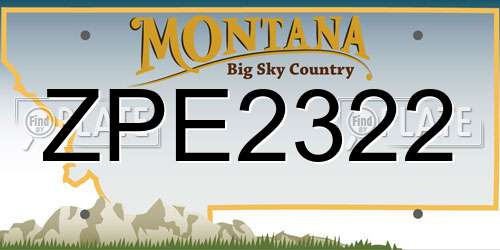 ZPE2322 Montana License Plate