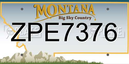ZPE7376 Montana License Plate