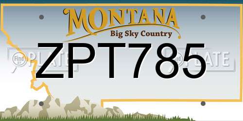 ZPT785 Montana License Plate