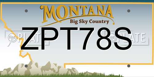ZPT78S Montana License Plate