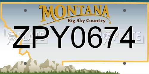 ZPY0674 Montana License Plate
