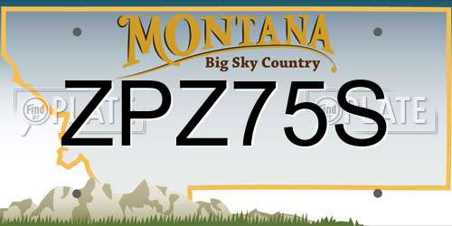 ZPZ75S Montana License Plate