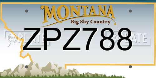 ZPZ788 Montana License Plate