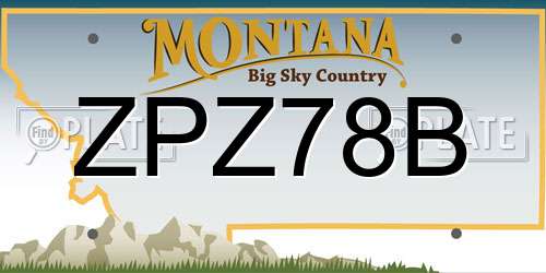 ZPZ78B Montana License Plate