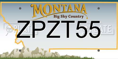 ZPZT55 Montana License Plate