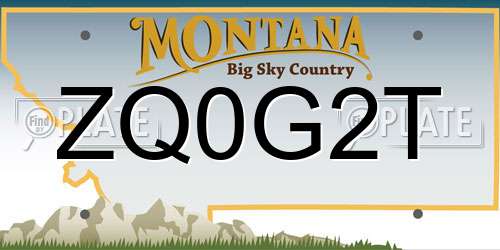 ZQ0G2T Montana License Plate