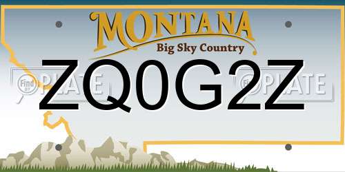 ZQ0G2Z Montana License Plate