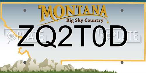 ZQ2T0D Montana License Plate