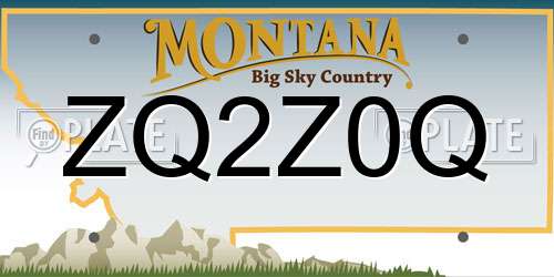 ZQ2Z0Q Montana License Plate