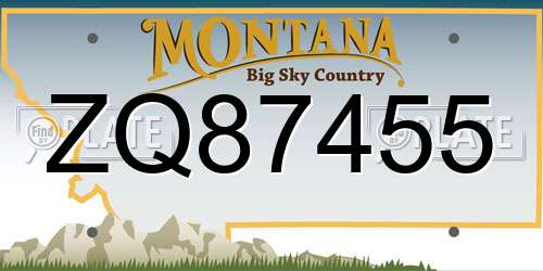 ZQ87455 Montana License Plate