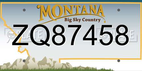 ZQ87458 Montana License Plate