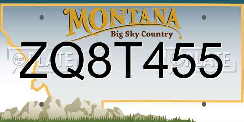 ZQ8T455 Montana License Plate