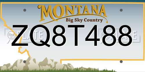 ZQ8T488 Montana License Plate