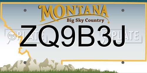 ZQ9B3J Montana License Plate