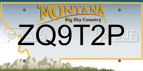ZQ9T2P Montana License Plate