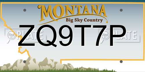 ZQ9T7P Montana License Plate